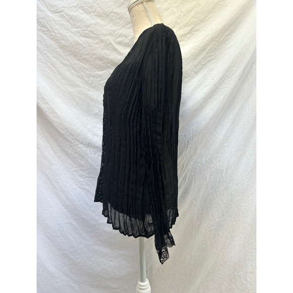 Notations Blouse XL Black Sheer Long Sleeve Lace Sequin Button Down Top Witchy - Picture 4 of 8